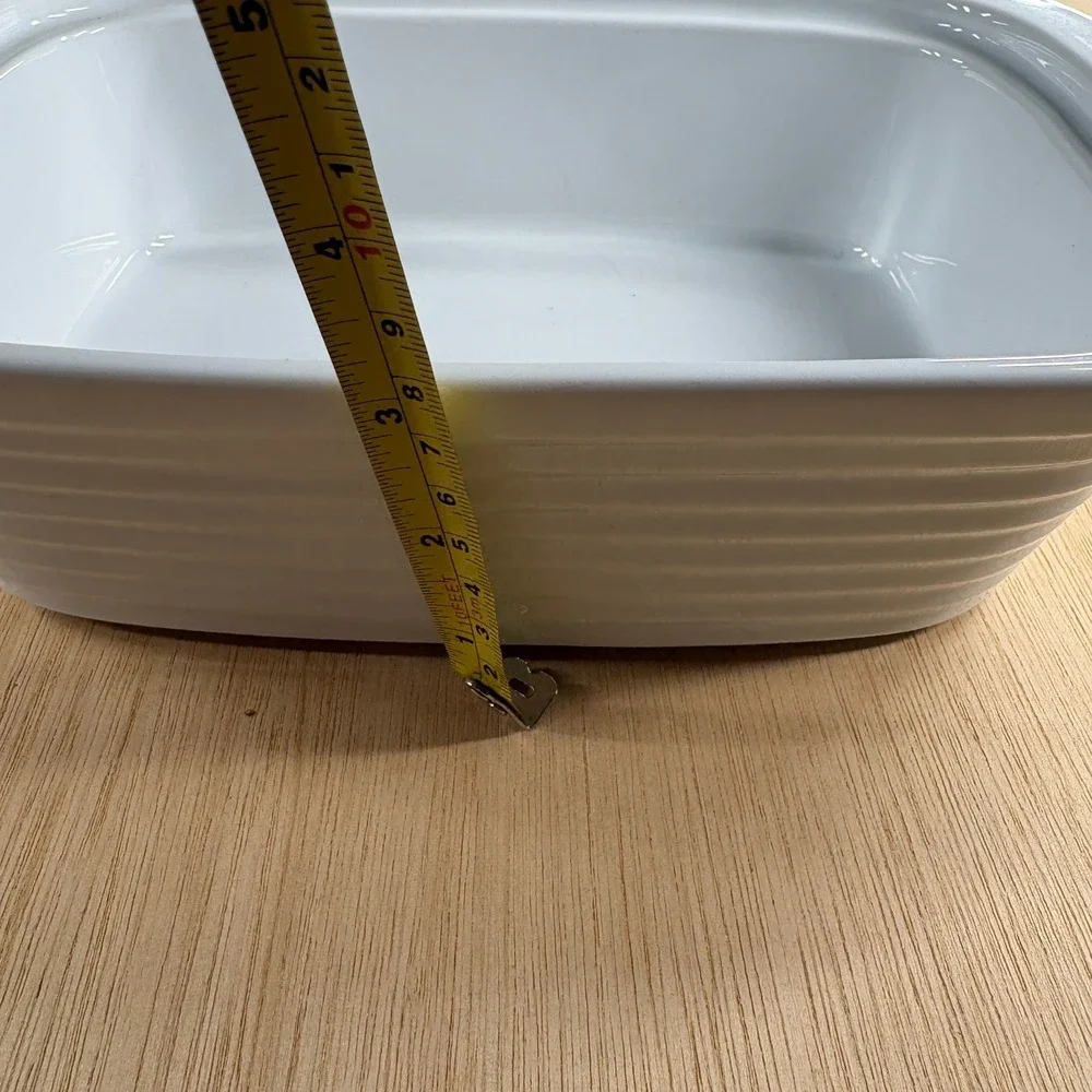 White Ceramic Rectangular Baking Dish Casserole Stoneware Serving Pan 10in